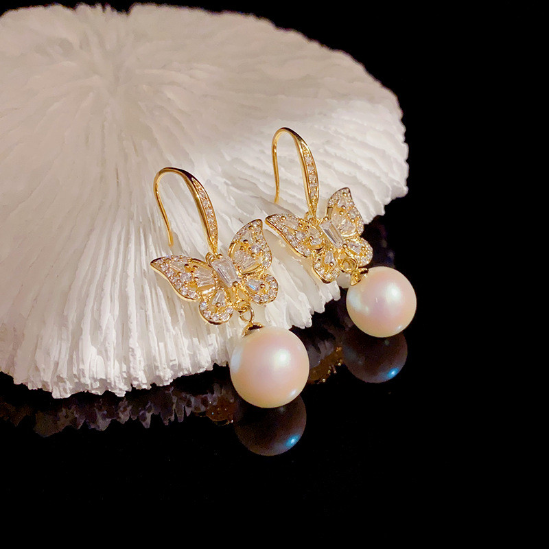 Bông tai ngọc trai bướm Zircon thời trang