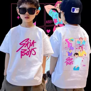 Áo Bé Trai Bé Gái, K-Pop, Màu 8, Thiết Kế SAJA, In Trước Sau, 1-11 Tuổi
