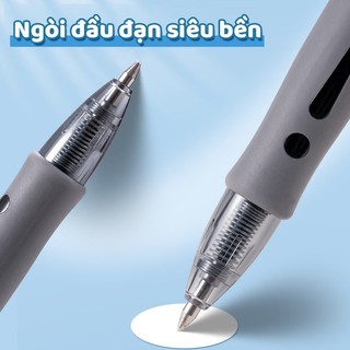 Bút bi bấm chuyên nghiệp cho dân văn phòng, mực nước khô nhanh không lem, đệm cao su cầm chắc tay