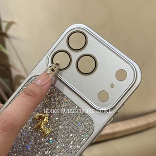 Full màn hình máy khoan flash cửa sổ lớn âm thanh nổi ngựa vàng vỏ điện thoại di động cho iPhone17 16 15 14 13 Pro Max chống sốc bảo vệ camera chống rơi bìa lưng cứng