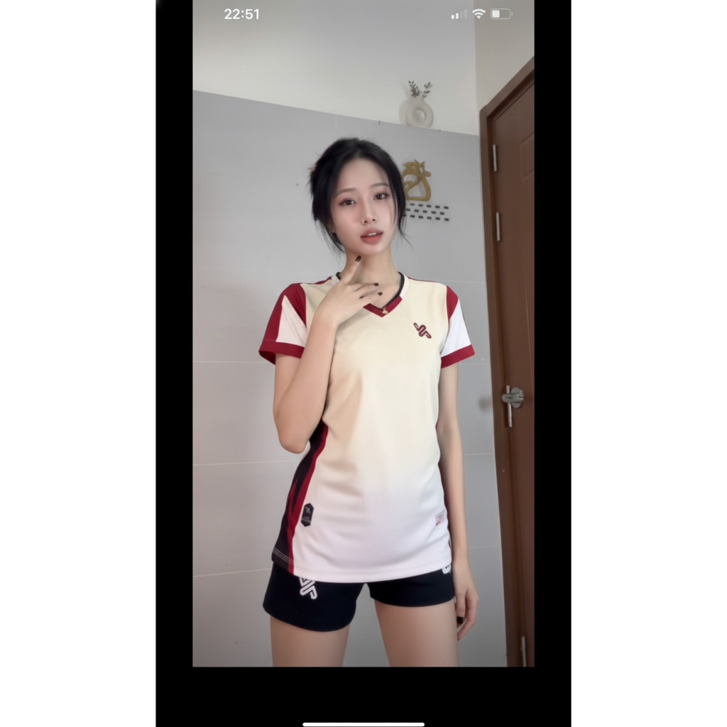 Bộ Quần Áo Bóng Chuyền Nam/Nữ A.mac KEM ,Đồ Bóng Chuyền Áo Thể Thao Chất Vải Mè Co Giãn , Có in Tên Số