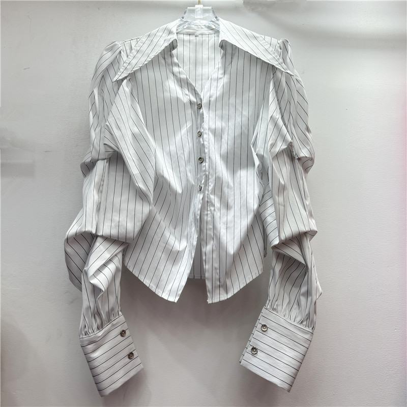 Áo Dài Thiết Kế Pháp Mùa Xuân, Xếp Ly Slim-Fit, Tay Dài Thanh Lịch