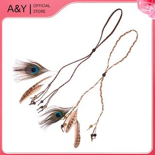 Mũ Boho Lông Vũ A&Y - Dây buộc tóc nữ tính, phụ kiện tóc thời trang Ấn Độ