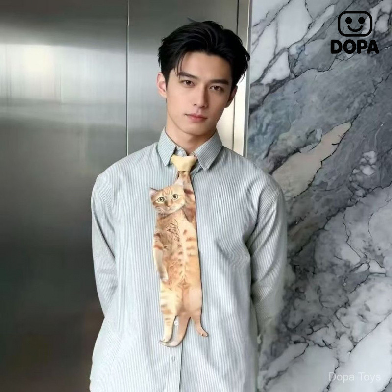 Cà vạt mèo trừu tượng, phong cách mới giản dị, dễ thương