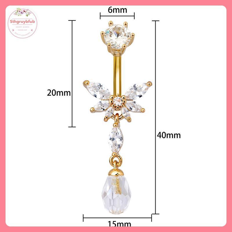 Nhẫn Rốn Pha Lê Đôi Hình Cánh Thiên Thần và Trái Tim - Trang Sức Nam Giới & Phụ Kiện Thẩm Mỹ