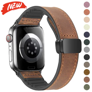 Dây da từ tính cho Apple Watch Series11 / 10 46mm 42mm Ultra3 / 2 / 1 49mm 9 8 7 6 5 4 3 SE 41mm 45mm 44mm 40mm 38mm