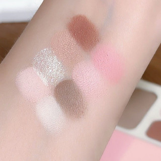 MUGE LEEN Bảy Màu Phấn Mắt Đĩa Toàn Diện Màu Đất Trà Sữa Bột Độ Saturation Thấp Blusher Ánh Sáng Cao Đĩa Trang Điểm