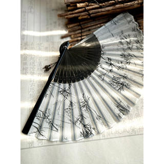 Zhimo Nguyên Bản Retro Văn Học Phong Cách Trung Hoa Quạt Gấp Mùa Hè Phong Cách Cổ Đại Hanfu Quạt Di Động Mực Đen Rừng Tre