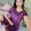 Cửa Hàng Ngắn Tay Ice Silk Bộ Đồ Ngủ Nữ Trung Niên Plus Béo Plus Bộ Đồ Lớn Phiên Bản Hàn Quốc Gợi Cảm Mỏng Phong Cách Homewear