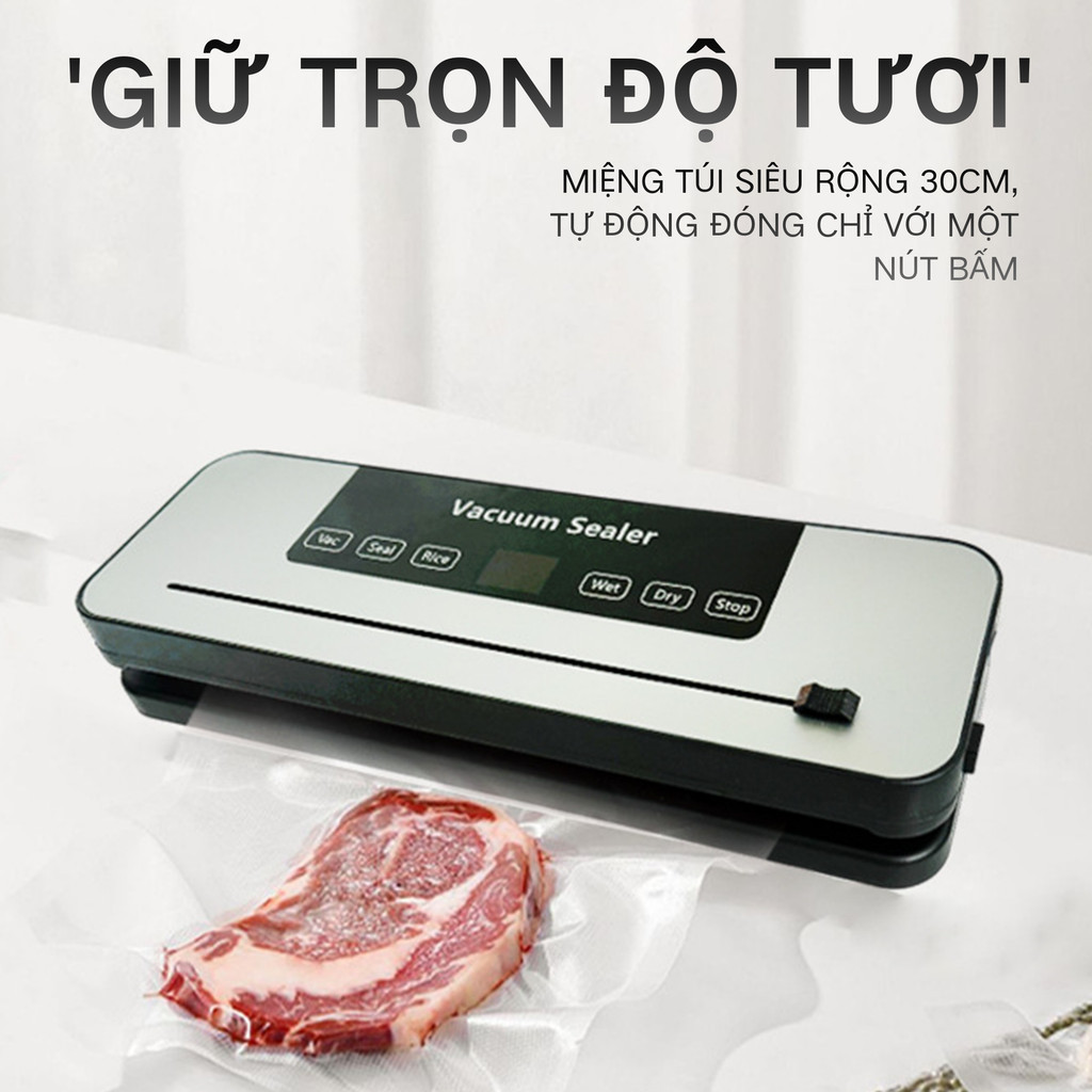 Máy Hút Chân Không & Hàn Miệng Túi Tự Động - Lực Hút 65000Pa, Khử UV, Cho Thực Phẩm Khô Ướt