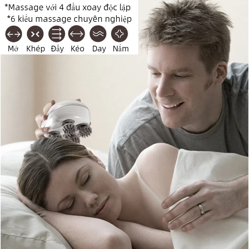 Máy Massage Đầu Cầm Tay Mini Cao Cấp – Chống Nước IPX7 ,  Kích Thích Mọc Tóc , Thư Giãn Da Đầu