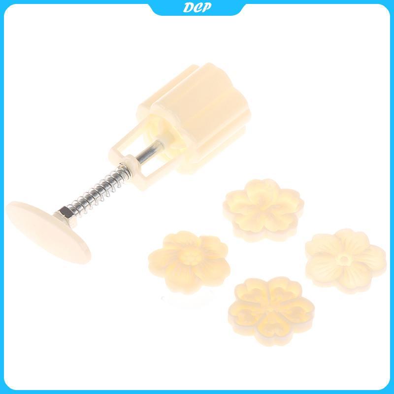 [DCP] 4 cái/bộ MOONCAKE khuôn hoa anh đào hoa sakura mẫu tem tay Báo Chí khuôn pit tông công cụ bánh ngọt [VN]