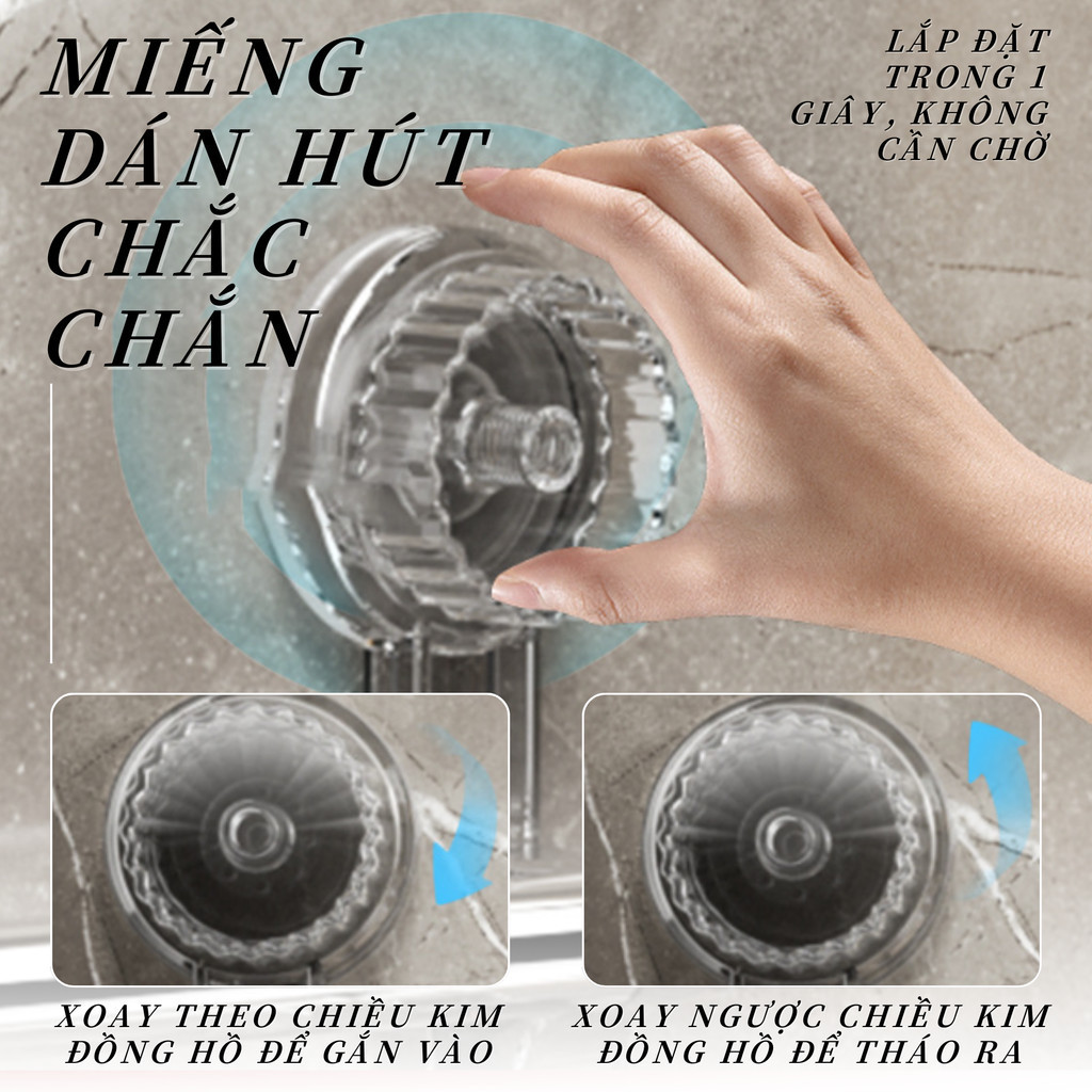 Thanh Treo Đồ Nhà Tắm Đa Năng Hút Chân Không - Thiết Kế 2 Tầng Mở Rộng, Treo Khăn Tắm, Áo Choàng, Dép, Bàn Chải Tiện Lợi