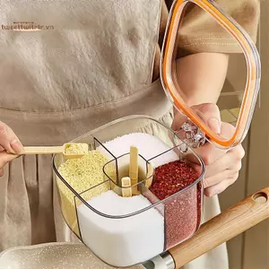 TRTR 4 Lưới Muối Tiêu Hộp Gia Vị Nắp Trong Suốt Lọ Gia Vị Ớt Bột Đường Bát Gia Vị Hộp Bảo Quản Tiện Ích Nhà Bếp VN