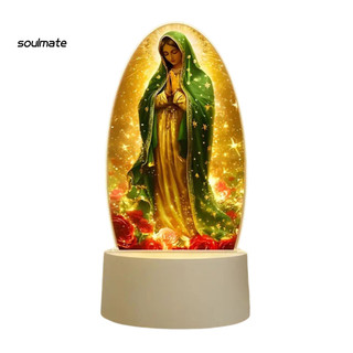 Linh hồn| Đèn cầu nguyện tôn giáo Lady Guadalupe Lamp Guadalupe Virgin Usb Đèn cầu nguyện Đèn ngủ Led ấm áp Trang trí công giáo cho gia đình Altar Phòng ngủ Quà tặng văn phòng Phát sáng mềm tâm linh