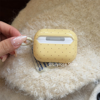Ốp Tai Nghe Polkadot Cho AirPods Pro 2 3 Sữa Vàng Thiết Kế Tối Giản IMD In Hàn Quốc Blogger Và Thời Trang Người Ảnh Hưởng Phong Cách Bảo Vệ Toàn Diện