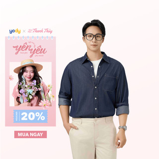 Áo sơ mi jeans nam túi ngực YODY mềm mại thấm hút tốt MCSH25S046
