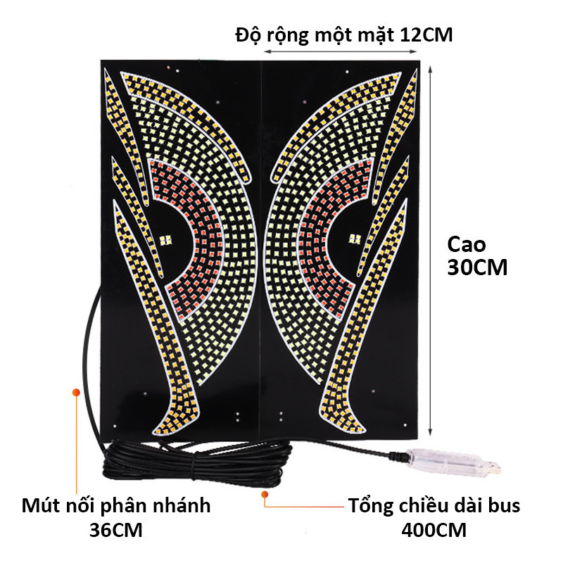Đèn LED Mắt Quỷ Động Cho Ô Tô - Ma Trận Pixel RGB, Cắm USB,Trang Trí Kính Chắn Gió Trước Sau