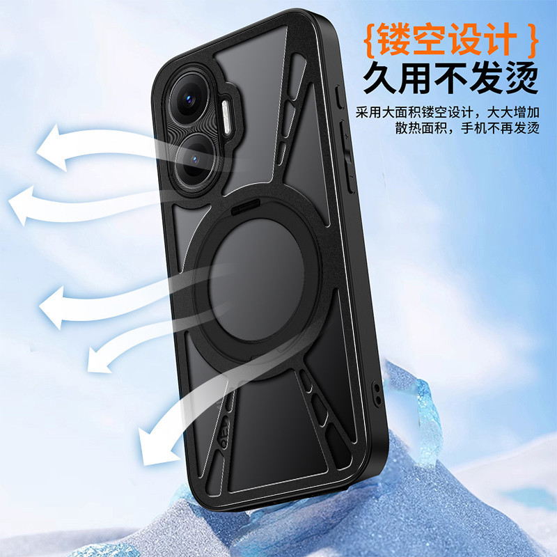 Ốp điện thoại tản nhiệt hợp kim nhôm cho Redmi Turbo 4 Pro Vỏ bảo vệ khung xoay từ tính K80 K70 K60 Pro / Ultra K70E Vỏ chống rơi rỗng cao cấp