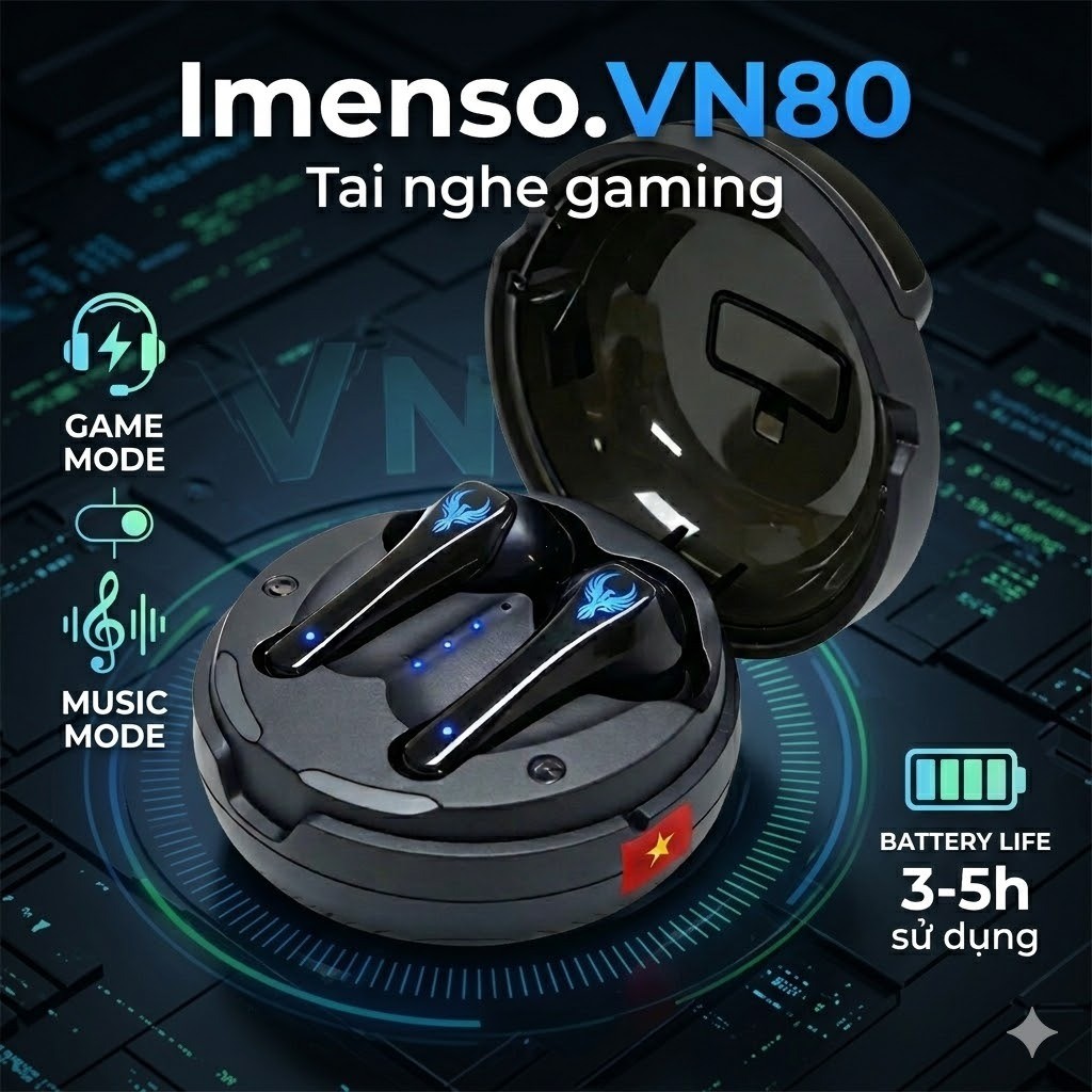 Tai nghe Gaming Bluetooth Chống Ồn 5.3 - Tai nghe không dây hỗ trợ chơi game độ trễ cực thấp