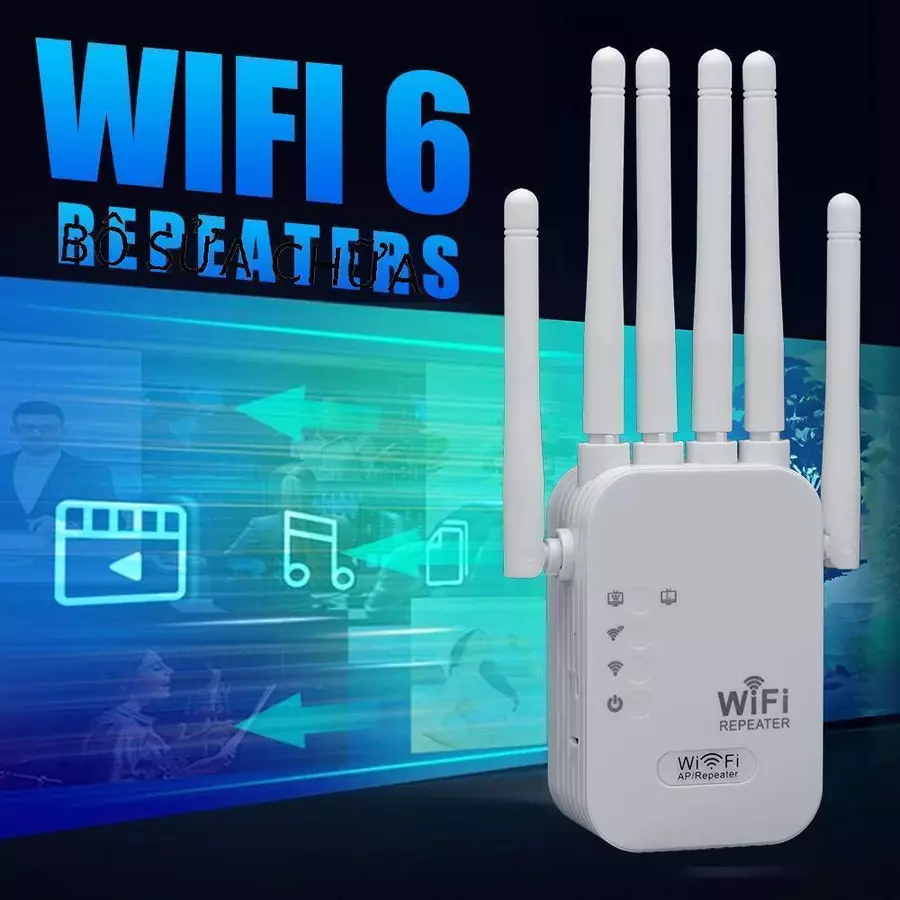 1200Mbps Wireless Wifi Repeater 6 เสาอากาศสัญญาณช่วง Enhancer 2.4G+5G Dual Band Network Amplifier