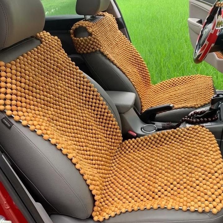 ￼Lót Ghế Ô Tô Hạt Gỗ Cao Cấp [Trùm Mũ Ghế, Vai Ghế]