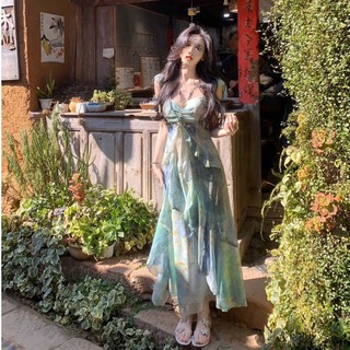 Đầm Midi Hoa Vintage Nữ Dáng Dài – Váy Đi Biển Du Lịch Nữ Tính, Chất Mềm Mát Tôn Dáng