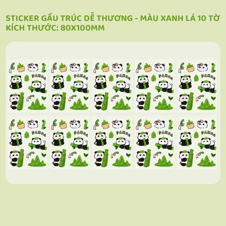 Sticker gấu trúc mini 10 miếng trong suốt, hình dán cute trang trí cốc bình nước sổ tay vật dụng cá nhân