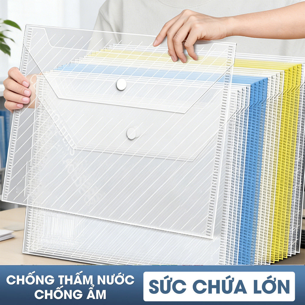 Túi lưu trữ tài liệu A4, túi đựng văn phòng kết hợp túi thu tiền, túi lưu trữ tài liệu giấy