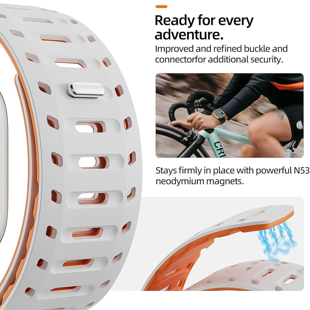 Dây đeo silicon từ tính tương thích cho Apple Watch Series11 / 10 46mm Ultra3 / 2 / 1 49mm 9 8 7 6 SE 44mm 45mm