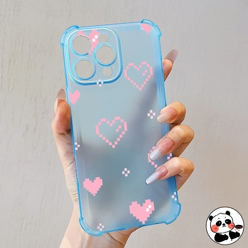 Ốp Điện Thoại Sương Mù Băng Cho Redmi K90 Pro Max 15 15C Note 15 Pro Plus 5G 4G Vỏ Pixel Dễ Thương Trái Tim Tình Yêu Hoạt Hình Mette Màu Kẹo Chống Sốc Mềm Mờ Vỏ