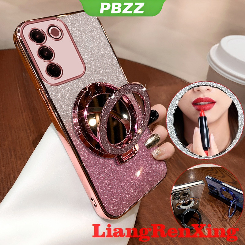 Ốp Lưng Cho VIVO V27 5g VIVO V27E VIVO V27 PRO VIVO Y100 2023 Vỏ Điện Thoại 5g Vỏ Mềm Silicon Chống Sốc Thiết Kế Mới Gương Mỹ Phẩm Thẩm Mỹ Trong Suốt Có Giá Đỡ SFSHZJ01
