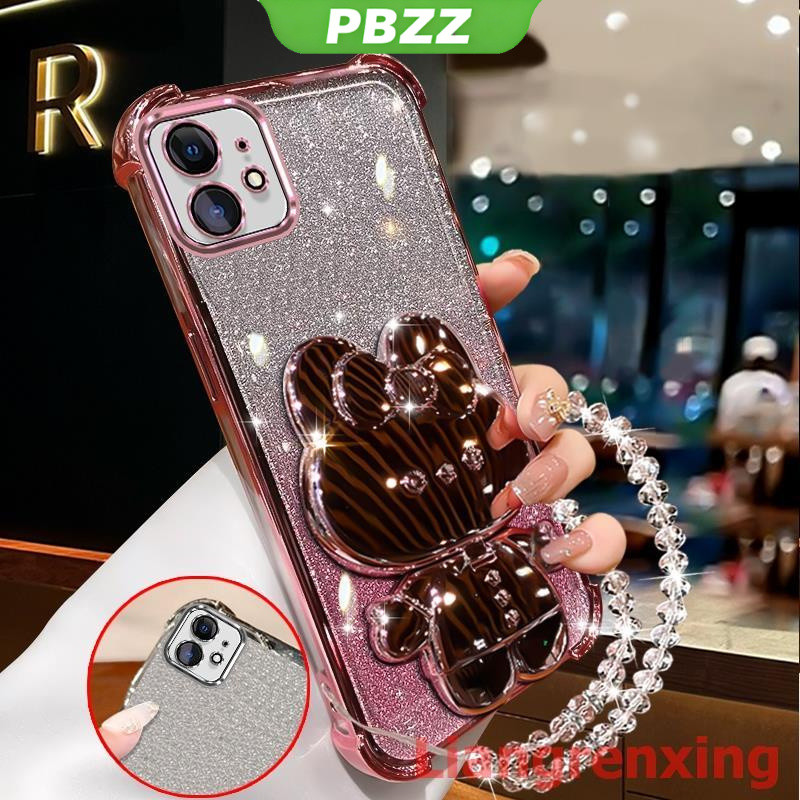 FOR ốp lưng Ốp điện thoại cho iPhone 12 Pro Max 13 Pro Max 11 Pro Max 12 Mini, vỏ mềm chống sốc, thiết kế mới, gương trang điểm thỏ có giá đỡ và dây đeo SJSFTUZJ02