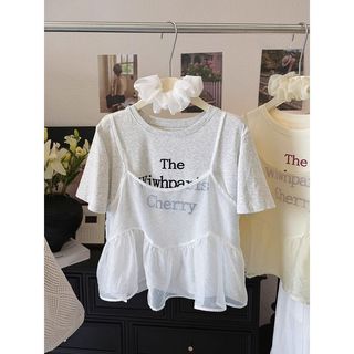 Plus Size Top Nữ Béo mm150kg Phong Cách Hàn Quốc Mỏng Hơn Nhìn Sling Áo Thun Nữ Mùa Hè Rời Bao Da Thịt Trang Trọng Vai Bộ Hai Mảnh Plus Size Quần Áo Nữ
