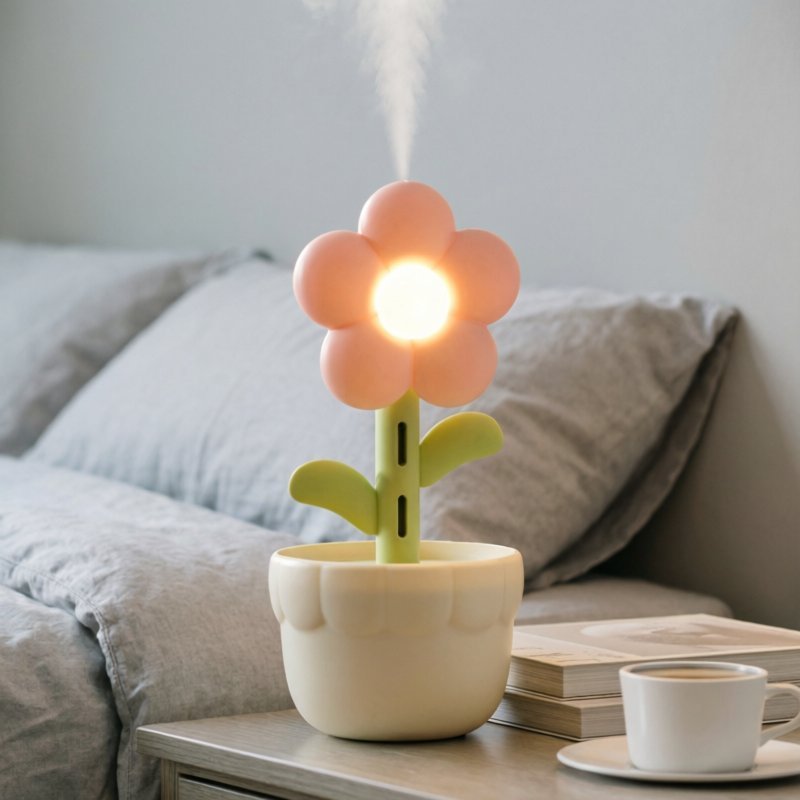 Máy tạo độ ẩm hoa siêu yên tĩnh nhỏ gọn dễ mang dung tích lớn đặt bàn dùng ngủ bảo vệ da khô chất