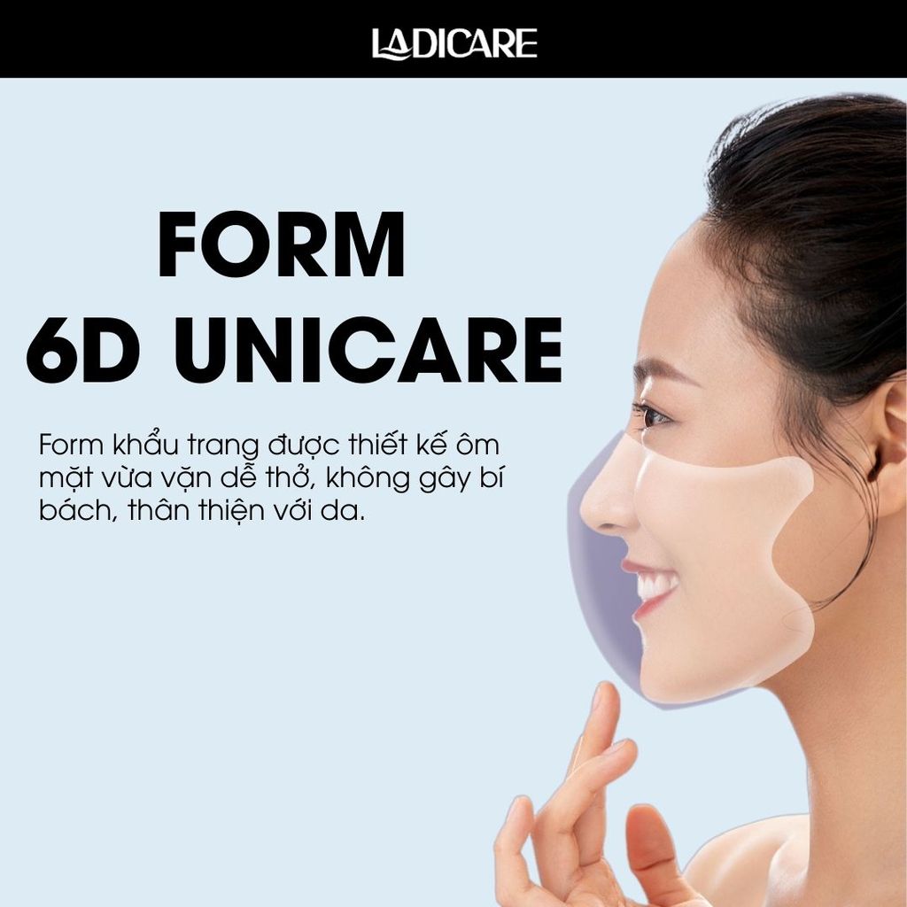 UNICARE Combo 50 cái khẩu trang 6D Unicare Pro Mask 3 Lớp Kháng Khuẩn chính hãng 6 màu thời trang