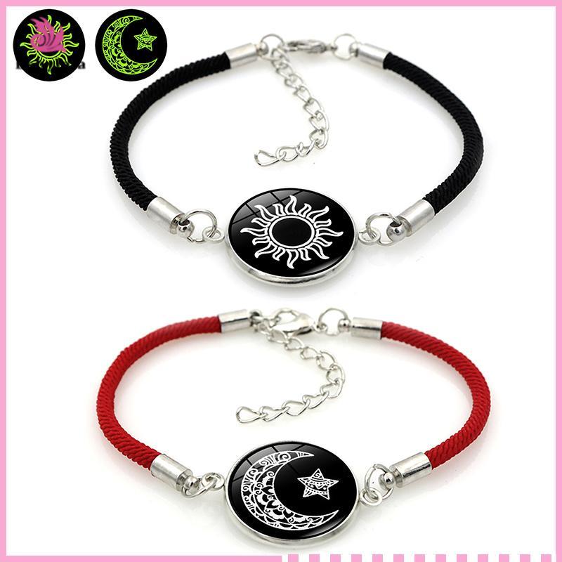 Eshylala 2 Cái / bộ Dạ Quang Cặp Đôi Mặt Trăng Vòng Tay Dành Cho Nữ Dây Dệt Có Thể Điều Chỉnh Quyến Rũ Tình Bạn Bạn Gái Trang Sức Dự Tiệc Quà Tặng [MỚI]