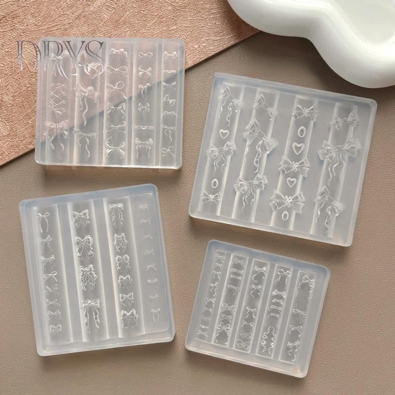 (TFT) 3D Ruy Băng Nơ Hình Khuôn Dập Stencils UV Gel Ba Lan Khuôn Nghệ Thuật Silicon Khắc Khuôn DIY Thiết Kế Móng Tay Charm Trang Trí MỚI
