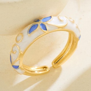 Nhẫn tráng men thả dầu đô thị, Nhẫn mở hoa phong cách cổ điển đầy màu sắc, Nhẫn tráng men nhỏ giọt phong cách đa năng cổ điển