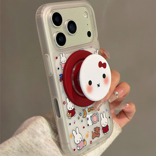 Ốp điện thoại Miffy có họa tiết nơ có giá đỡ tương thích với iPhone 11 12 Pro 13 Pro Max 15 Pro Max 14 16 Pro 16 Plus 17 Air 17 Pro 17 Pro Max