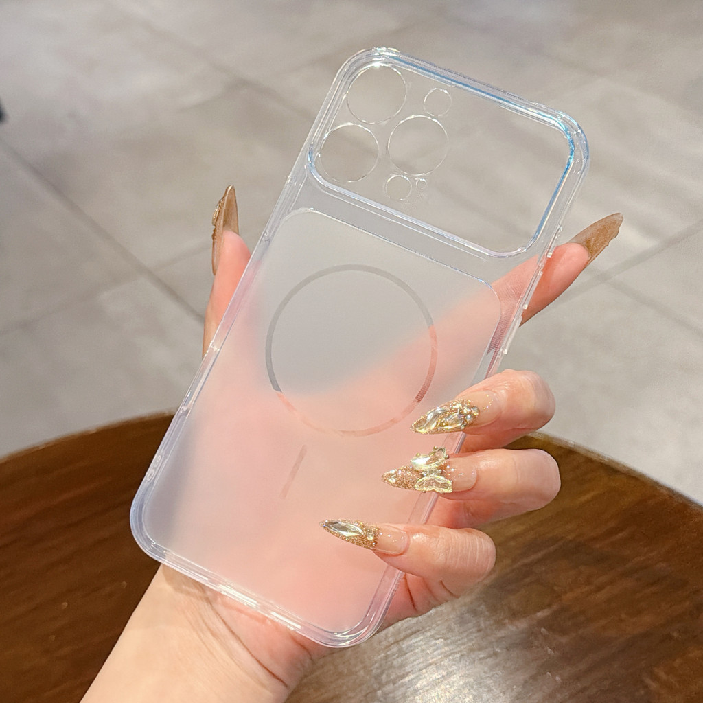 Ốp điện thoại mềm màu hồng từ tính cho iPhone 17 Pro Max 17 16 15 14 13 Vỏ bảo vệ chống sốc