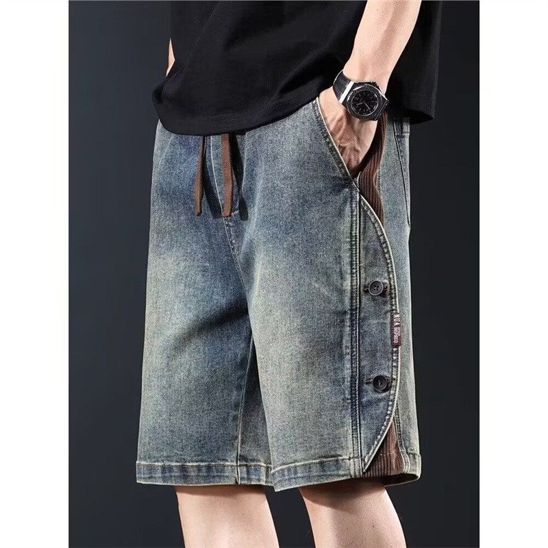 Quần Short Denim Dáng Rộng Phong Cách Mỹ, Mùa Hè Thon Gọn, Mặc Ngoài Trời