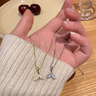 Vòng cổ vàng zircon đuôi cá mặt dây chuyền phong cách Hàn Quốc sang trọng, thiết kế độc đáo