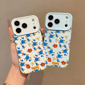Túi Da Trang Trí Hoa Xanh Đỏ Vintage Dành Cho Ốp Lưng Iphone16 17Air14 13 11Pro Silicon