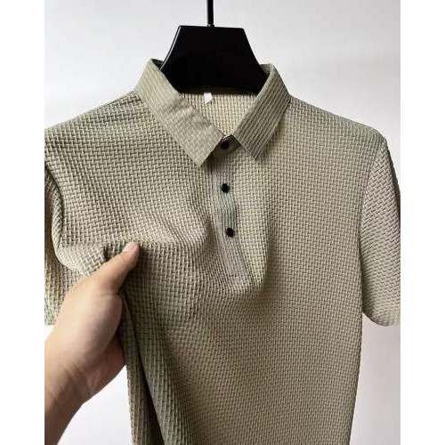 Áo sơ mi polo ngắn tay cao cấp cho nam, thiết kế thanh lịch phù hợp công sở với chất liệujacquard mịn