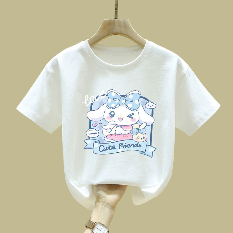 Cinnamoroll Dễ Thương Bạn Bè Đồ Họa Áo In Hình Nhân Vật Dễ Thương Cổ Tay Ngắn Top Hợp Thời Trang Kawaii Thời Trang Để Mặc Hàng Ngày