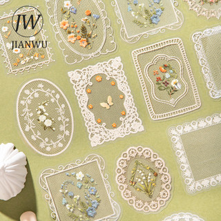 JIANWU Glayed Tulle Series Vintage Lưới Ren Hoa Phong Cảnh Chất Liệu Cắt Dán PET Sáng Tạo DIY Tạp Chí Văn Phòng Phẩm