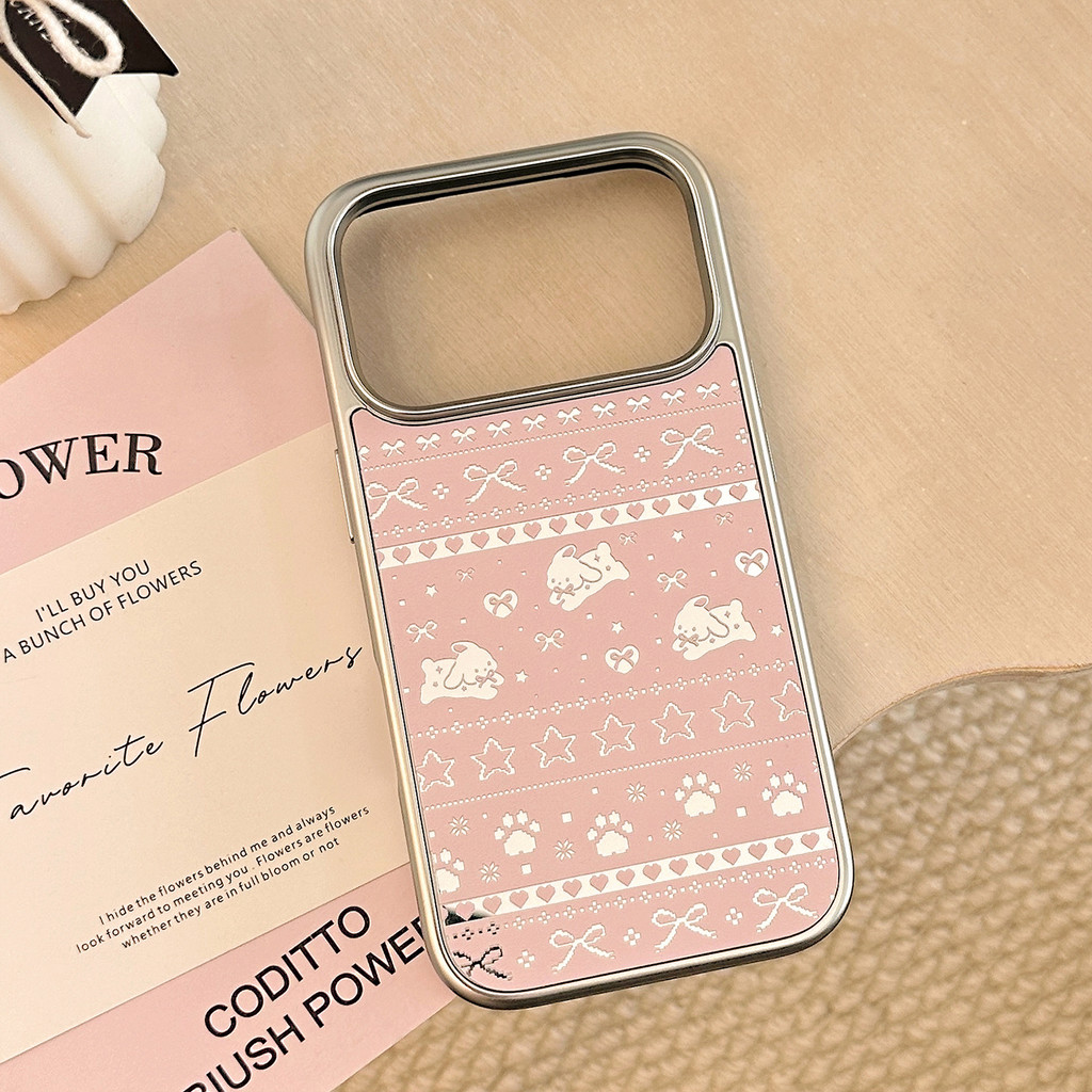 Ốp điện thoại hình chú chó con màu hồng cho IPhone 17 Pro Max 17Air 16 15 14 13 Vỏ bảo vệ chống sốc