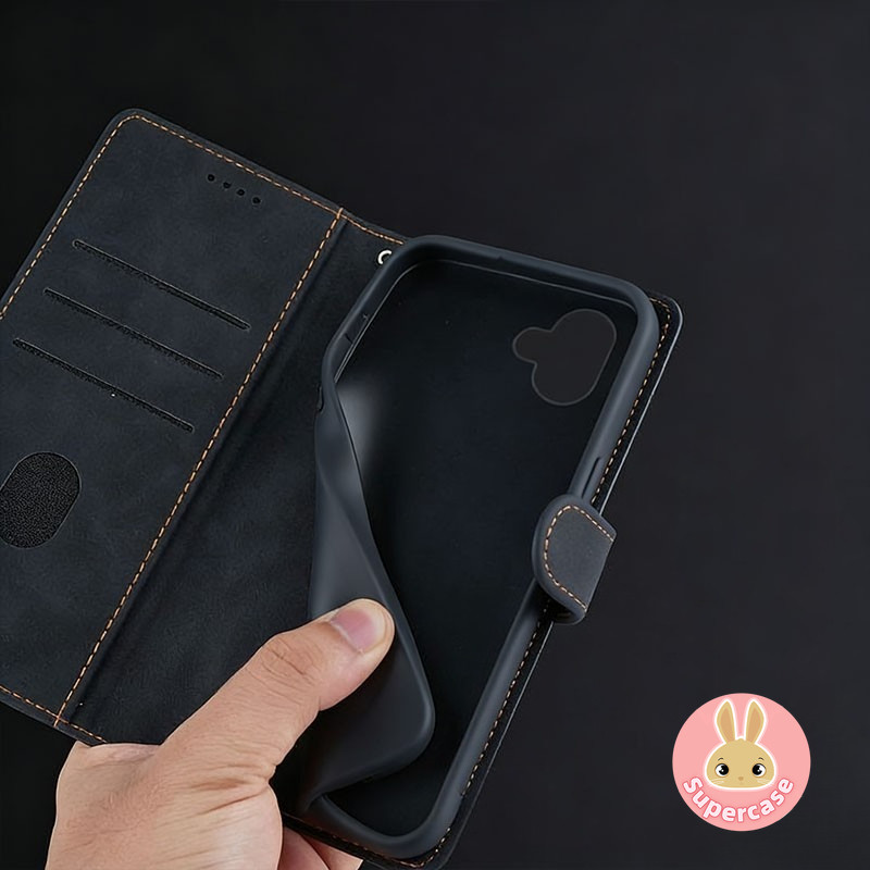 Ốp Điện Thoại Ví Doanh Nhân Da Sang Trọng Cho iQOO Z11 Z10 Z10X Z9 Turbo Pro Plus Z8 Z8X Z7 Pro Z7X Z7i Z6 Pro Z5 Z5X 5G 4G Bao Trọn Gói Giá Đỡ Thẻ Lật Vỏ Mềm Đơn Giản