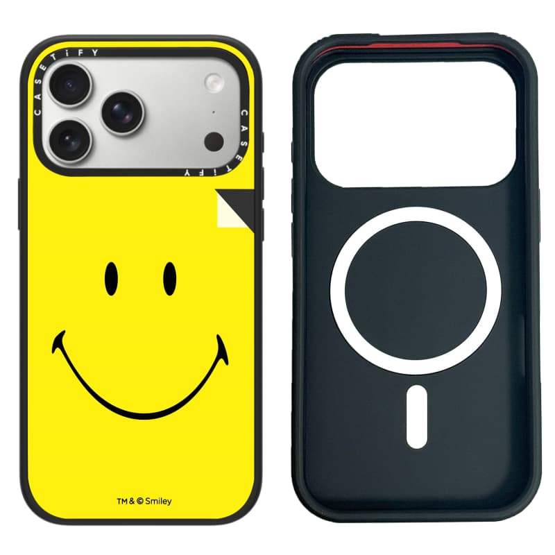 CASECASE X Original Smiley Yellow Case White Camera Ring Edition Matte Đen Cứng Hút Từ Tính Tác Động Dành Cho Apple IPhone 13 14 15 16 17 Pro Max Air Plus Có Hộp